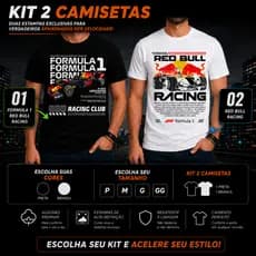 Kit 2 Camisetas Fórmula 1 Masculina Estampada Premium