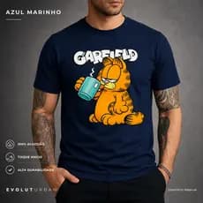 Camiseta Garfield Masculina Estampa Geek Casual Retrô Algodão Premium