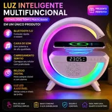 G-Speaker Smart Station - Luminária Bluetooth Inteligente Carregador Sem Fio Alarme Luz RGB VisionTech_