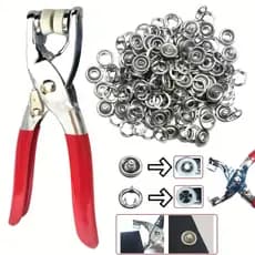 Alicate Aplicador Para Botao De Metal De Pressao Roupa Bebe com 150 botões de roupas VisionTech_