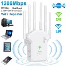 Repetidor WiFi 6 Antenas 1200Mbps Roteador Amplificador Sinal Dual Band Fácil Instalar​