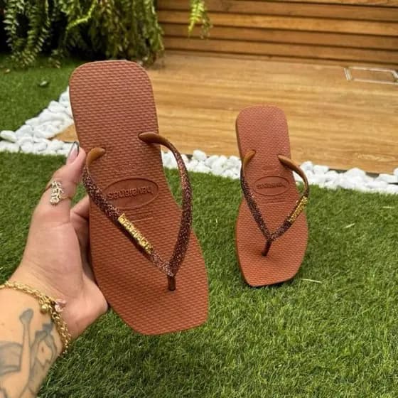 Sandália Chinelos Feminino Havanas Glitter Elegância e Sofisticação Leve 2026