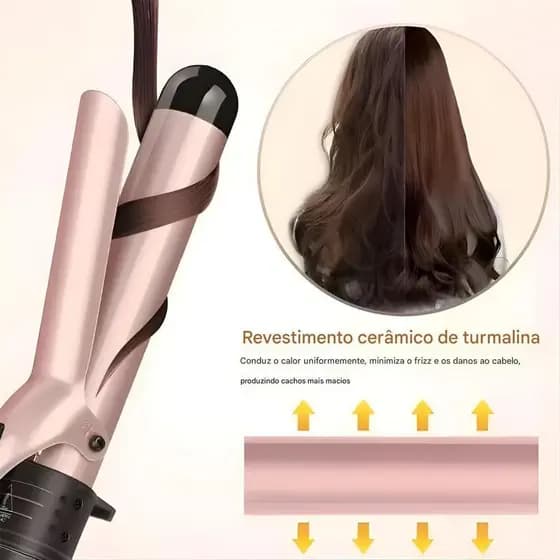 Modelador de cachos elétrico, aquecimento rápido, adequado para cachos grandes e pequenos