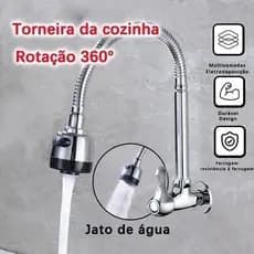 Inox Torneira Prata Preto Com Chuveiro Com Rotação De 360° Cozinha Luxo Parede Promoção