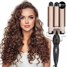 Chapinha Triondas Ondulador Formador Triplo 22mm Modelador de Cachos Onda Cabelo Cerâmica Para Longo E Curto 200°C