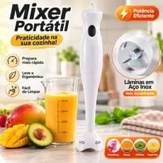 Mixer de Mão 2 em 1 com Copo Triturador 300W Inox Prático Fácil Lavar Para Cozinha 127V Vb3xlx_8zt