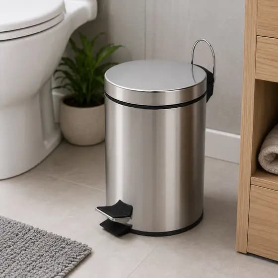 Lixeira Inox 5L com Pedal Cesto Interno Removível Alça Multiuso Banheiro Cozinha Escritório Casa