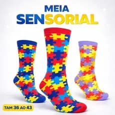Meia Confortável Sensorial Autista Unissex Estampa Colorida 36 ao 43