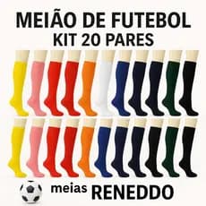 Kit 20 Pares Meião Futebol Adulto Masculino Esportivo Alta Performance Tam 38 ao 45