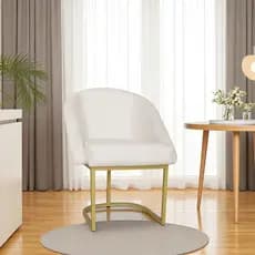 Poltrona Cadeira Lua Base de Ferro Dourado - Cadeira de Jantar Mesa Cozinha Sala Pé Dourado de Ferro