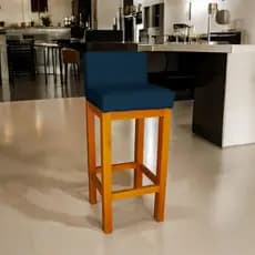 Banqueta Alta com Encosto Decorativa para Balcão Bar Cozinha Americana Bistrô Adhara Veludo Imperial