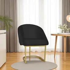 Cadeira Lua Mesa de Jantar Decorativa Base Pé Dourada Veludo Resistente Confortável