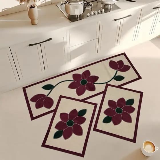 Jogo de Tapete para Cozinha 03 peças Antiderrapante, Artesanais....Jogo de Tapete Passadeira Artesanal