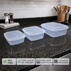 Pote Plástico Quadrado, Kit PMG Transparente