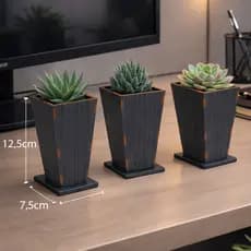 Kit Mini Vasos Decorativos em MDF, Conjunto 3 Vasinhos em MDF Decorados