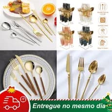 Jogo De Talheres Para Bife Aço Inoxidável Conjunto de Faqueiro em Aço Inox Prateado