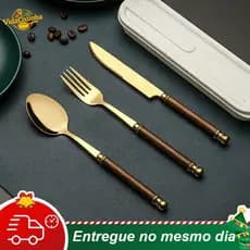 Jogo de talheres talher Aço Inox Cozinha Garfo colher faca ouro talheres