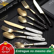Talheres Colher Garfo Faca aço inoxidável de padrão de mármorede luxo  Para Casa e Catering de Hotel