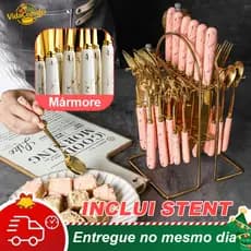 De luxo Conjunto de talheres, garfo e colher de padrão de mármoreTalheres de Aço Inoxidável
