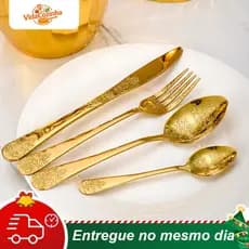 Talheres Faqueiro Aço Inox,Luxo Talheres dourado,Elegância e Durabilidade para Sua Mesa