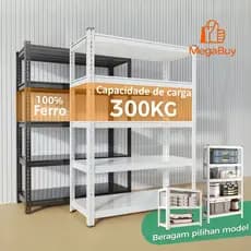 Estante de Ferro Estante Reforçada Aço Reforçado 3/4/5/6 Andares 300kg Reforçado Organizadora para Casa e Garagem