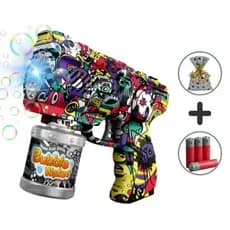 Brinquedo Máquina Bolha Sabão Pistola | com PILHAS e Embalagem p/ PRESENTE |  Arma Automática Luzes Lançamento