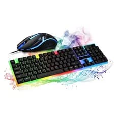 Kit Gamer Teclado e Mouse RGB Luminoso Com Fio USB Semi Mecânico PC Notebook BM-T13
