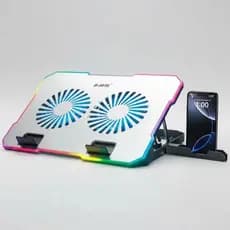 Cooler Para Notebook Metal C/ Led Rgb E Suporte Celular Bmax Prateado Rgb