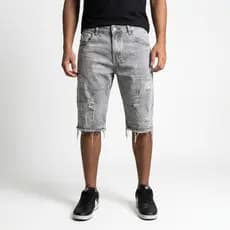 BERMUDA JEANS MASCULINA GRAFITE CLARA SLIM 100% ALGODÃO PREMIU
