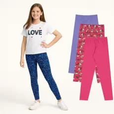 kit  Legging Juvenil Menina Lote  3 Unidades Meia Estação Outono