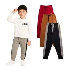 Kit 3 Calças Moletom Infantil Masculino Outono Inverno- Calça Moletom Meia estação Menino Algodão Punho 1 ao 8 Anos