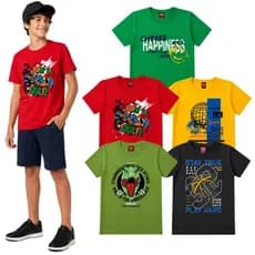 Roupa de Verão Menino Juvenil - Lote 5 Camisetas Menino