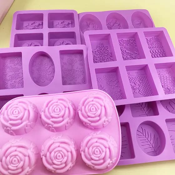 Molde de silicone quadrado para sabonete artesanal, molde quadrado para sabonete de óleo essencial, molde para bolo DIY,