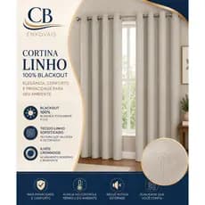 Cortina Tecido Linho 100% Blackout Blecaute Janela Sala Quarto - ENVIO RÁPIDO