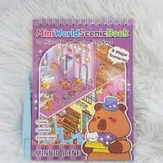 Livro Adesivos de 8 Cenários 3D Miniatura Paisagismo Capivara Cena Scrapbooking Crianças