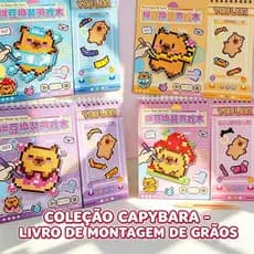 Livro de Adesivos Pixel Capivara  | Mini Colagem com Quadradinhos | Quebra-cabeça DIY Infantil