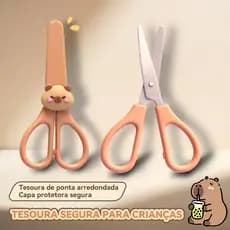Tesoura Infantil de Segurança da Capivara  | Ponta Redonda | Ideal para Artesanato Escolar