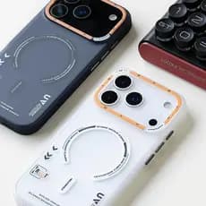 Capa magnética fosca à prova de quedas com estilo tecnológico para iPhone 17 Pro Max