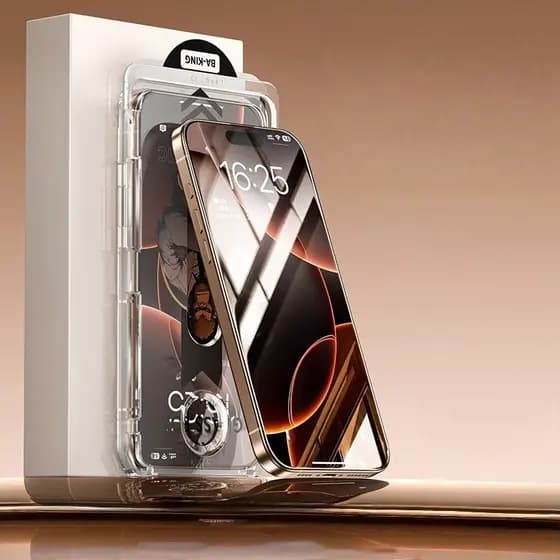 Película protetora de vidro temperado autoadesiva de alta qualidade para iPhone 17 16 15 14 13 e 12 Pro Max.