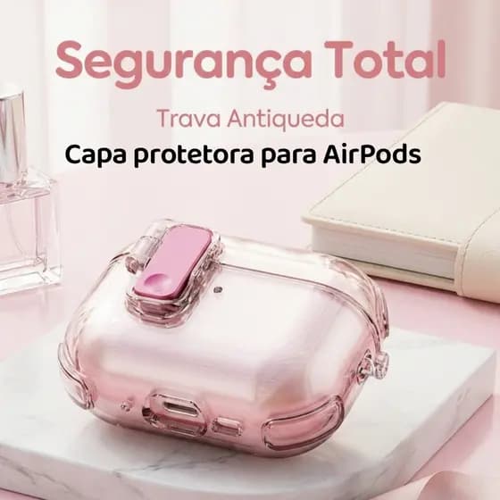 Capa protetora translúcida para AirPods Pro de segunda geração 2 3 e 4 com abertura com um único toque.