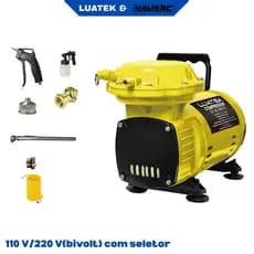 Compressor de Ar Portátil Direto Luatek 450W 1/2HP Bivolt 110/220V com Acessórios