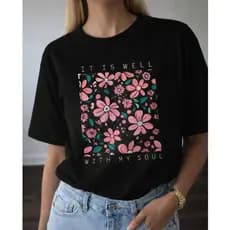 Camiseta Feminina Estampada Floral Camiseta Feminina Casual Moda Feminina Camiseta Bonita