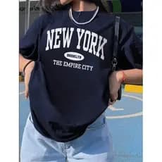 Camiseta New York T-shirt Feminina Delicada Azul Marinho Brooklyn