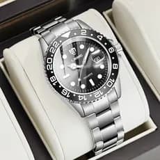 LIEBIG Relógio de Quartzo Masculino Empresarial, Pulseira de Aço Inoxidável, À Prova D'água 50m, Calendário