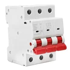 GYM10 AC Interruptor de Ar Pequeno Disjuntor MCB Disjuntor 400VAC C Curva Suporte Conexão de Ônibus 3P 63A-3KA Alça Verm