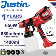 Pistola de Pintura Elétrica HVLP 650W 1400ml 127V com 3 Bicos - Profissional para Casa e Oficina