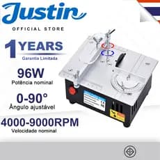 Mini serra de mesa, bivolt, multifuncional, corte angular, 7 velocidades, 9000 rpm