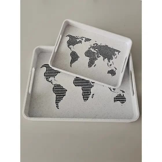 Bandeja Organizadora Decorativa – Estampa Mapa Mundi