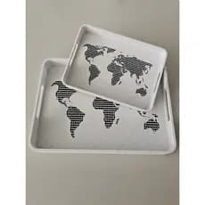 Bandeja Organizadora Decorativa – Estampa Mapa Mundi