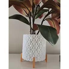 Vaso Decorativo Mosaico Geométrico com Suporte